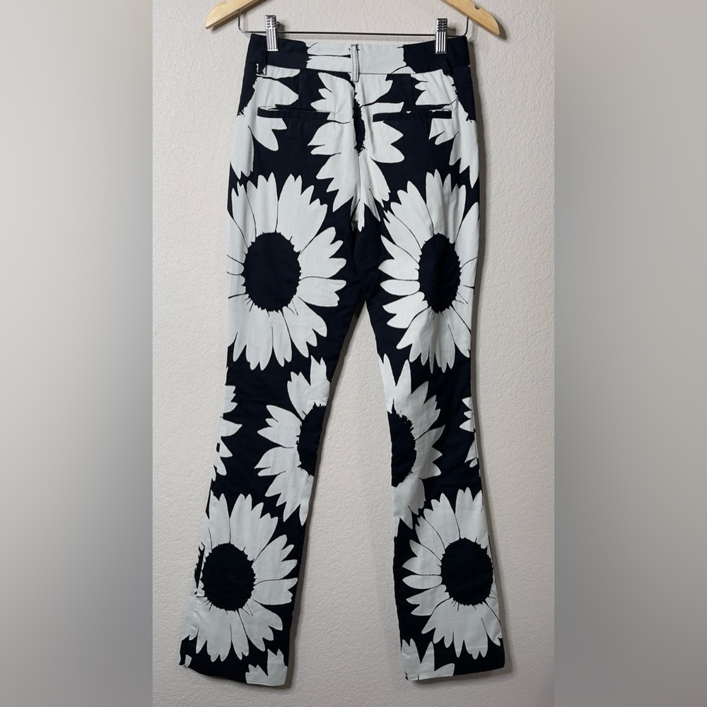 Alice + Olivia Eddie Slim Bootcut Pant High Waist Sunflower White/ Black Size 0 - Picture 4 of 9